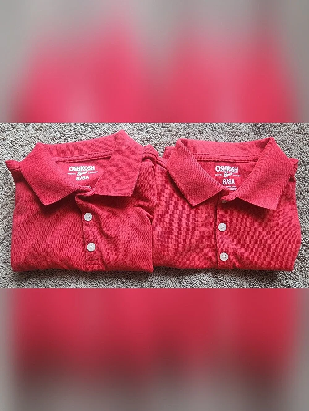 Boys Osh Kosh Boys Size 8/8A Red Uniform Polo, In Good Shape, Minor Flaw Shown